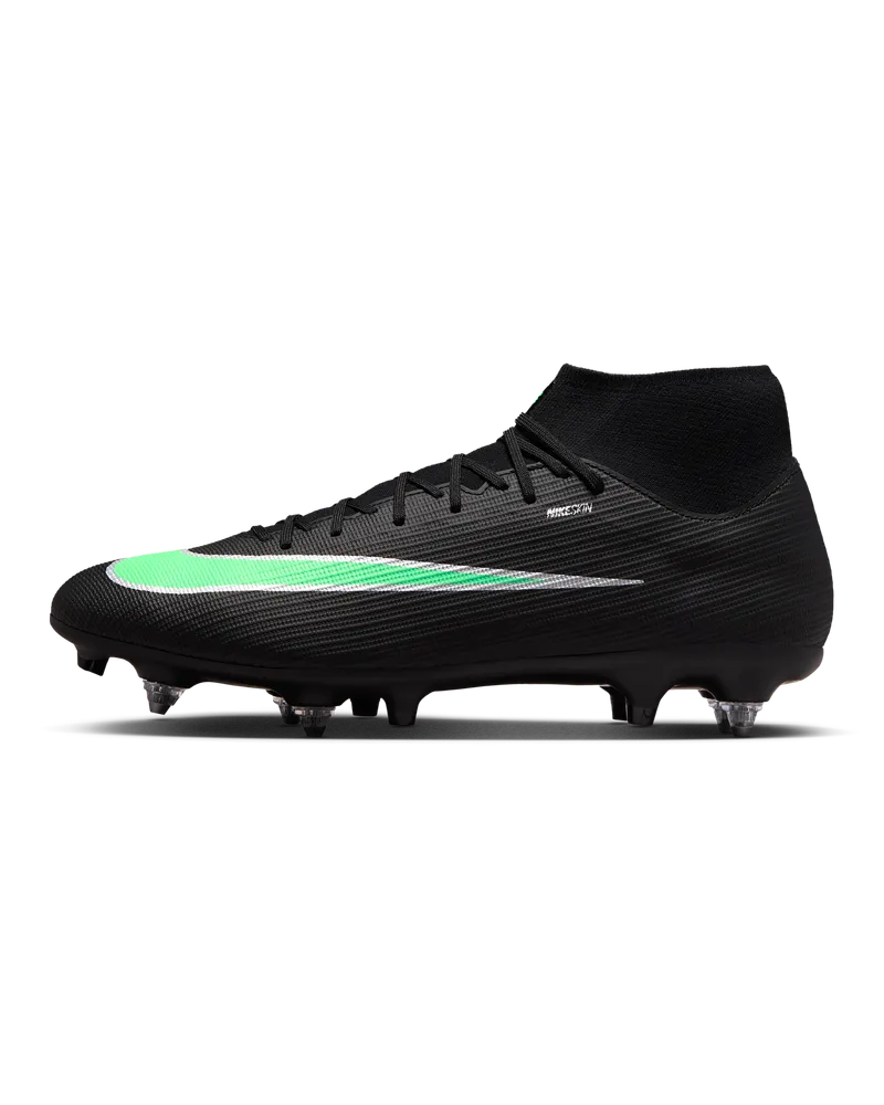Nike Mercurial Superfly 11 Academy High-Top-Fußballschuh für weichen Rasen - Schwarz Schwarz
