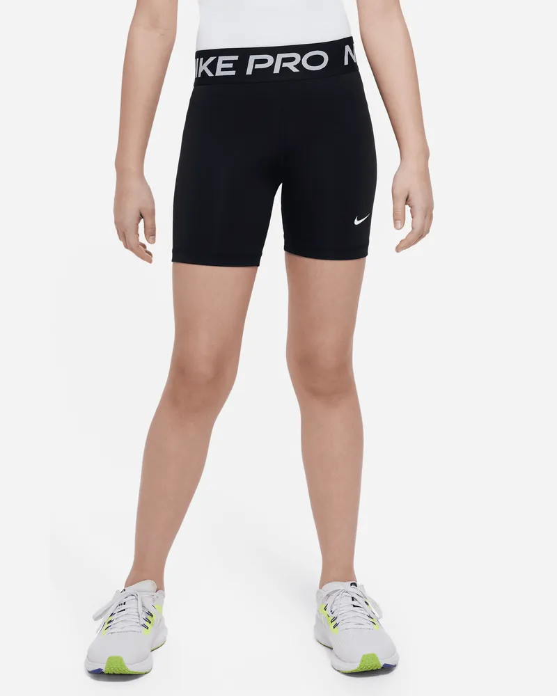 Nike Pro Dri-FIT Shorts (ca. 12,5 cm) für ältere Kinder (Mädchen) - Schwarz Schwarz