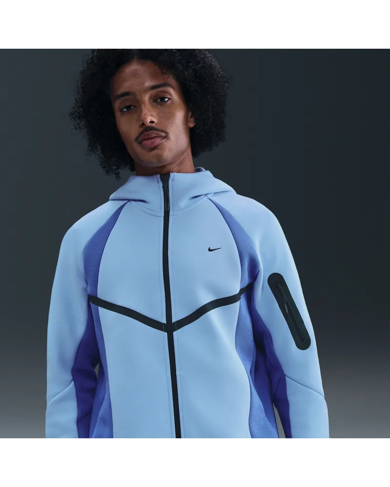 Nike Tech Windrunner-Fleecejacke mit durchgehendem Reißverschluss und Color-Block-Design (Herren) - Blau Blau