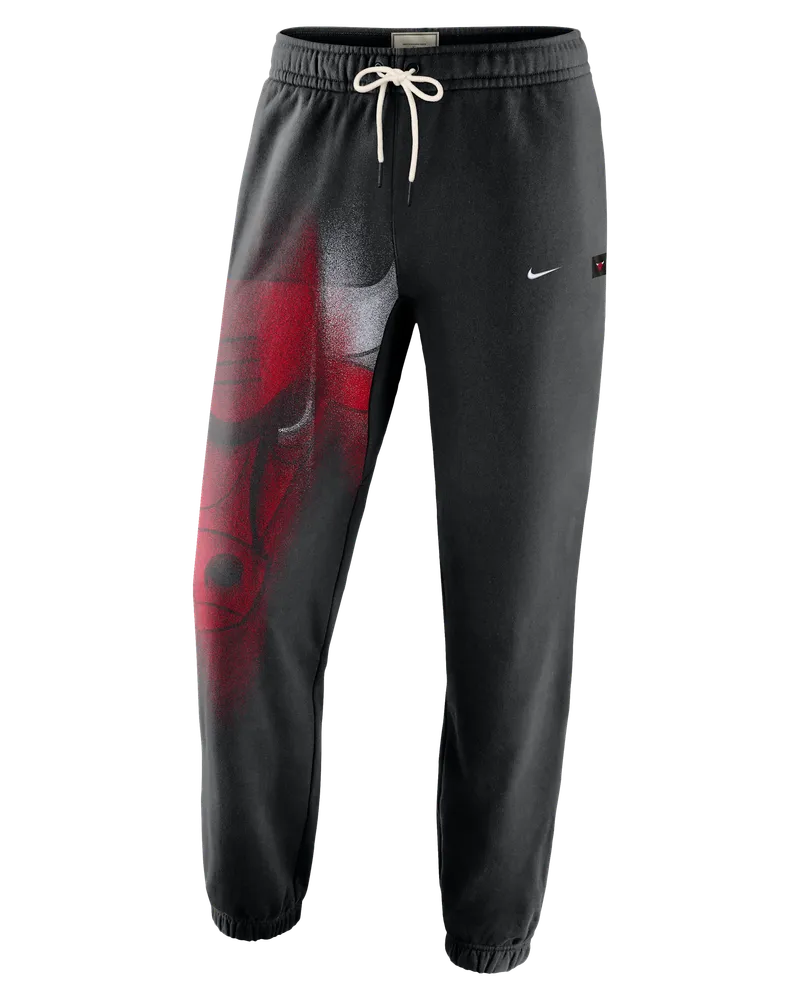 Nike Chicago Bulls Standard Issue Fleece-Basketballhose für Herren - Schwarz Schwarz
