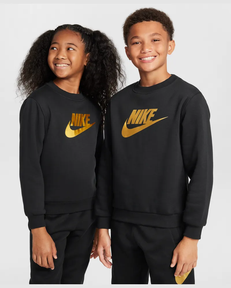 Nike Club Fleece-Sweatshirt mit Rundhalsausschnitt für ältere Kinder - Schwarz Schwarz