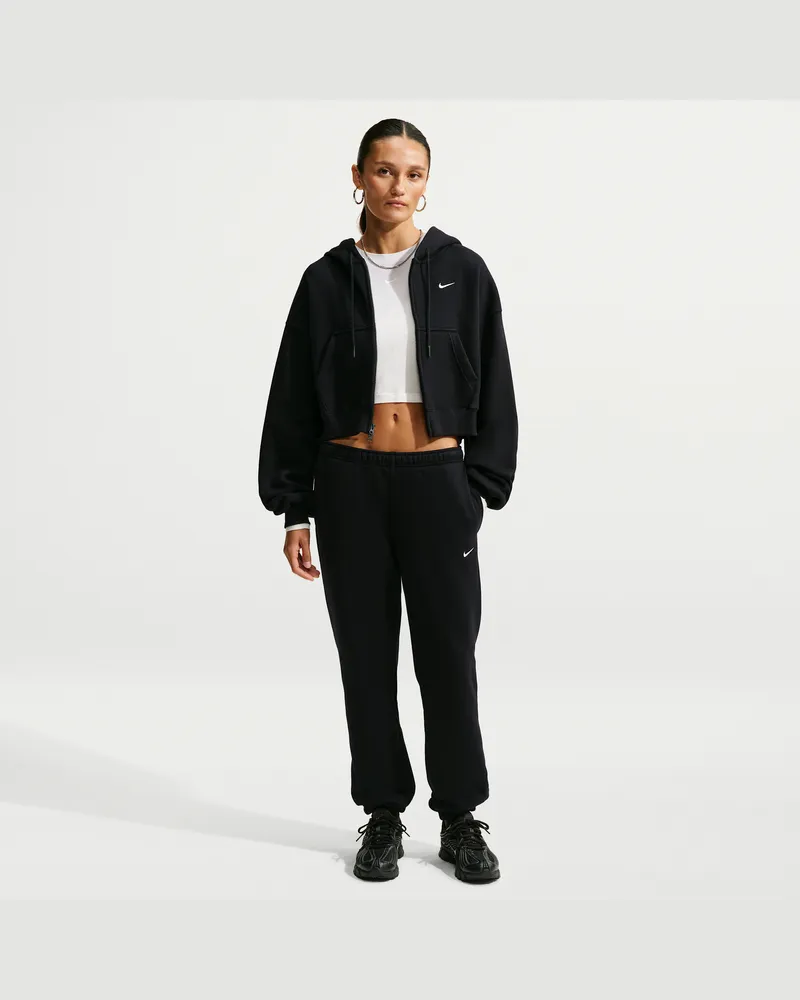 Nike Studio Fleece Medium Weight Hose mit mittelhohem Bund und Bündchen (Damen) - Schwarz Schwarz