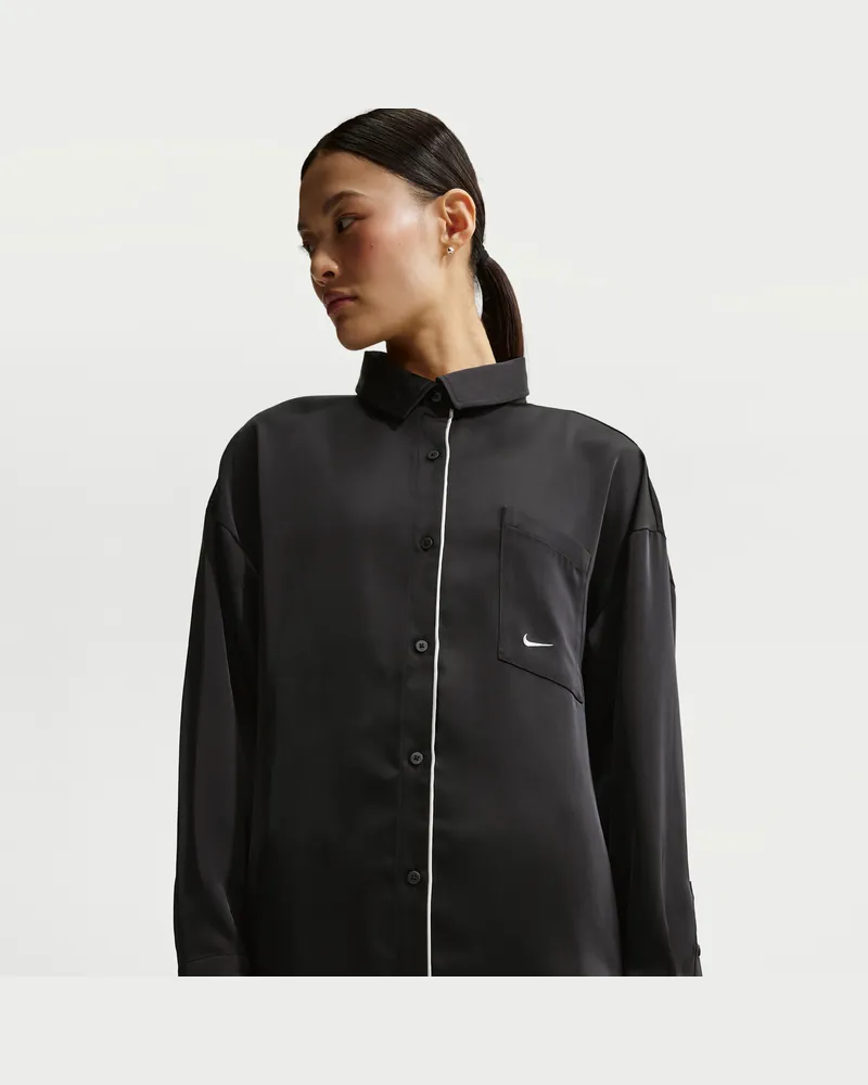 Nike Oversize-Longsleeve aus Satin (Damen) - Schwarz Schwarz