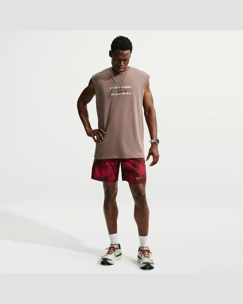 Nike Miler Dri-FIT Laufshorts mit Innenslip und Print (Herren, ca. 18 cm) - Rot Rot