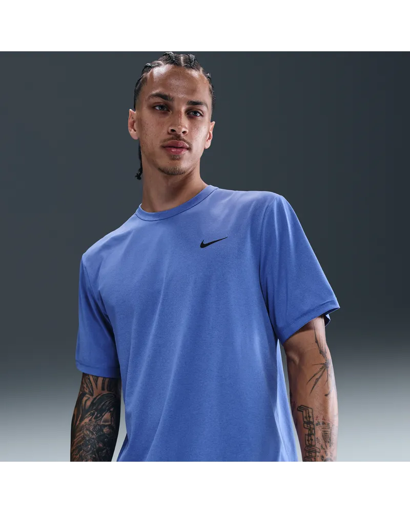 Nike Hyverse vielseitiges Nike Dri-FIT UV Kurzarm-Oberteil für Herren - Blau Blau