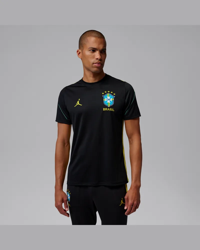 Jordan Brasilien Strike  Dri-FIT Kurzarm-Fußballoberteil aus Strickmaterial (Herren) - Schwarz Schwarz