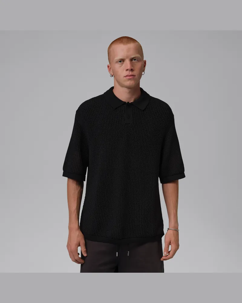 Jordan Flight kurzärmliges Strick-Poloshirt (Herren) - Schwarz Schwarz