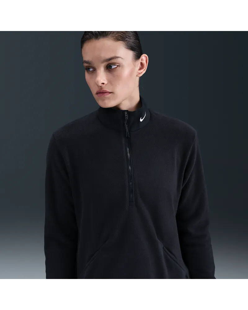 Nike Therma-FIT Victory Langarm-Golfoberteil mit Halbreißverschluss für Damen - Schwarz Schwarz