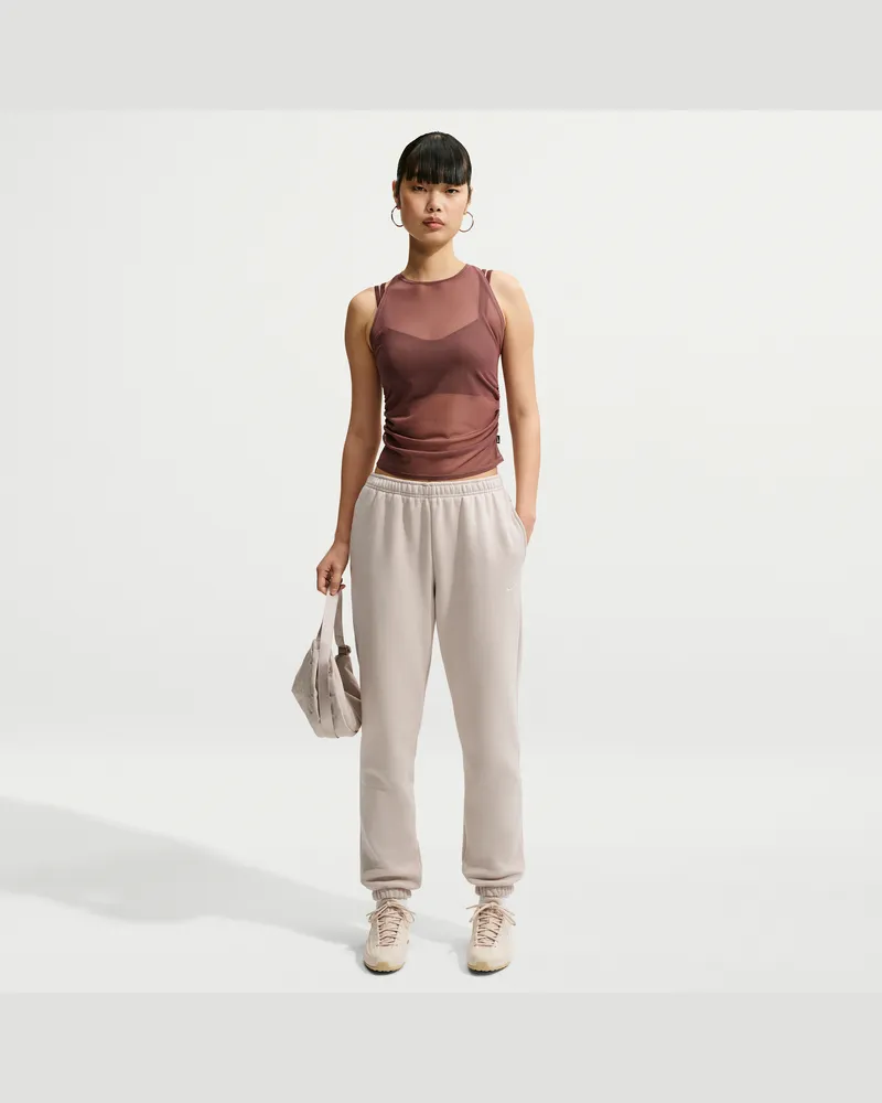Nike Studio Fleece Medium Weight Hose mit mittelhohem Bund und Bündchen (Damen) - Braun Braun