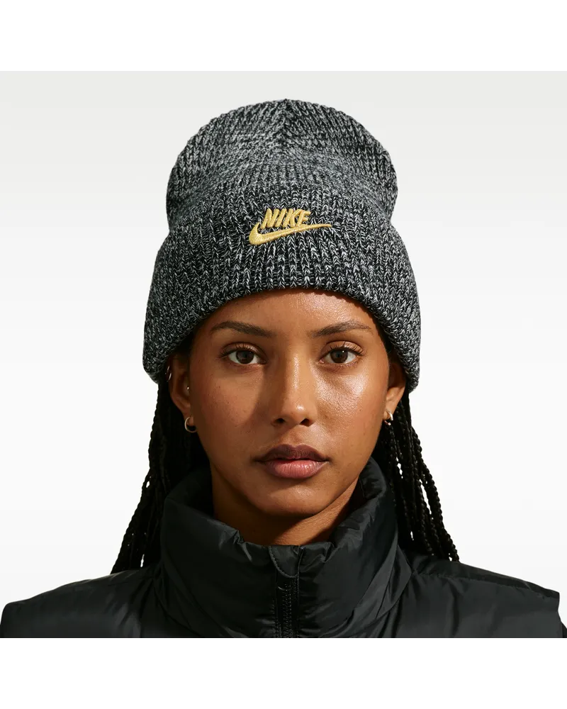 Nike Peak Holiday Beanie mit hohem Bündchen - Schwarz Schwarz
