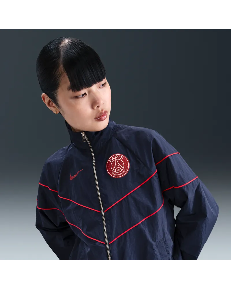 Nike Paris Saint-Germain Windrunner  Football UV-Webjacke mit durchgehendem Reißverschluss (Damen) - Blau Blau