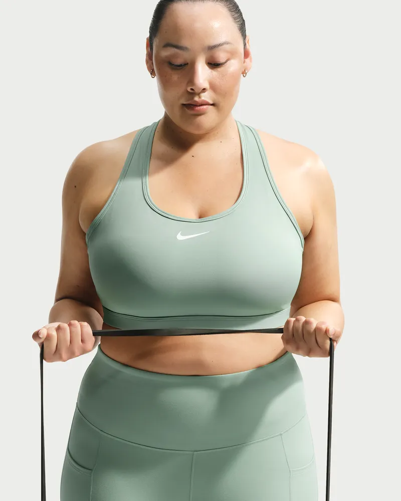 Nike Swoosh Medium Support Sport-BH mit Polster für Damen - Grün Grün