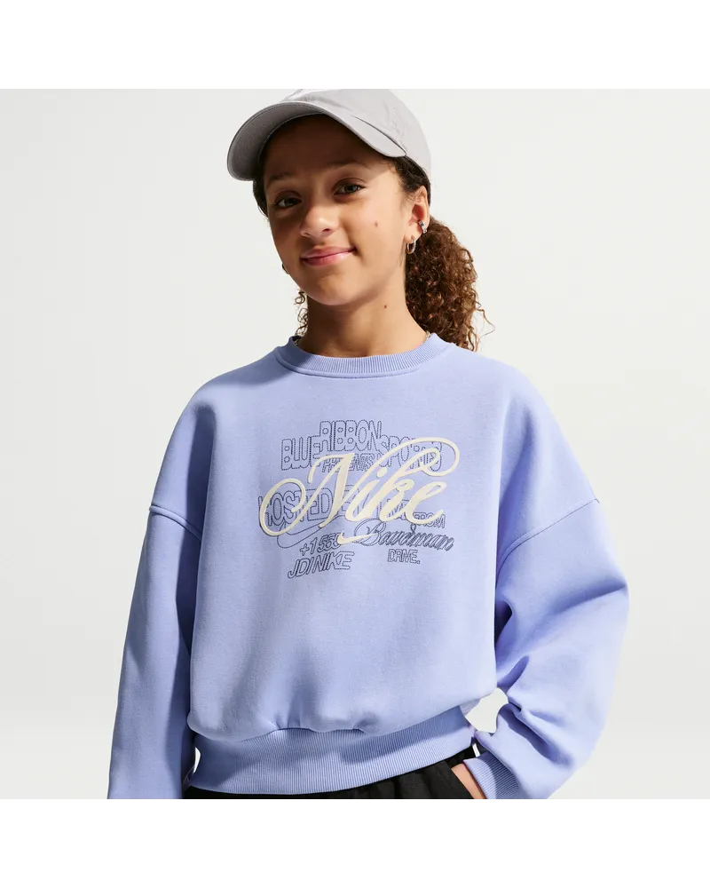 Nike Club Fleece Sweatshirt in kastenförmiger Passform für (ältere Kinder, Mädchen) - Lila Lila