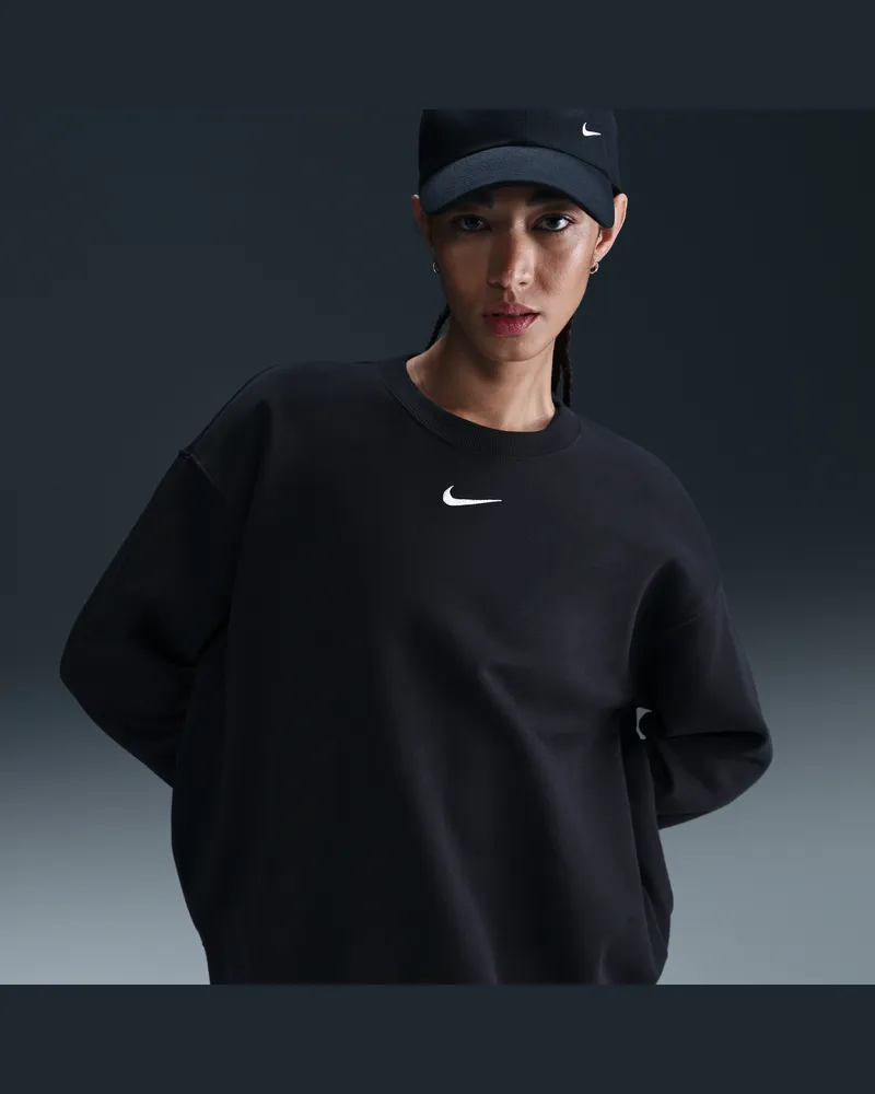 Nike Sportswear Phoenix Fleece Oversize-Damen-Sweatshirt mit Rundhalsausschnitt - Schwarz Schwarz