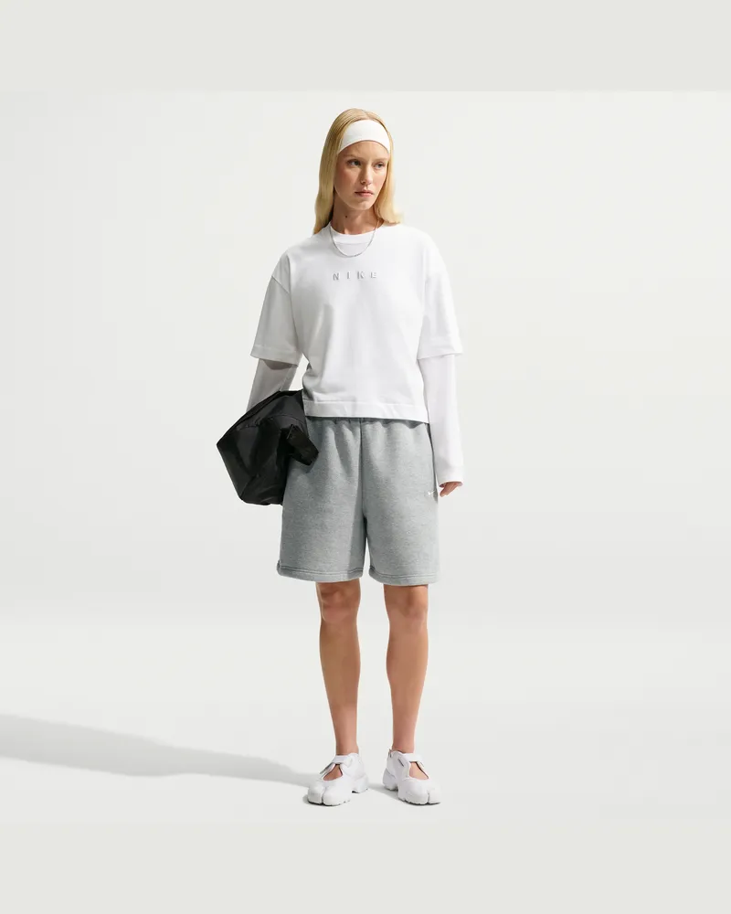 Nike Studio Fleece Medium Weight Oversize-Shorts mit hohem Bund (Damen) - Grau Grau