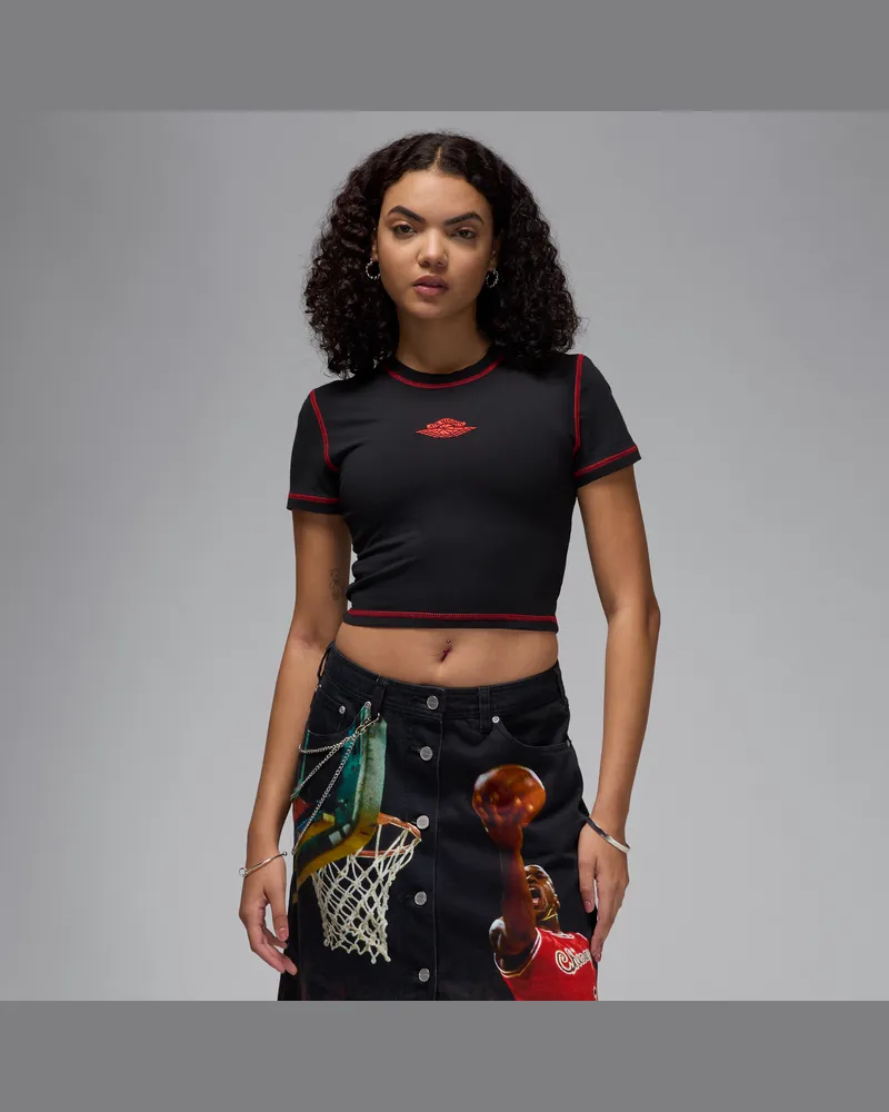 Jordan Rare Air Kurzarm-T-Shirt mit verkürztem Schnitt (Damen) - Schwarz Schwarz