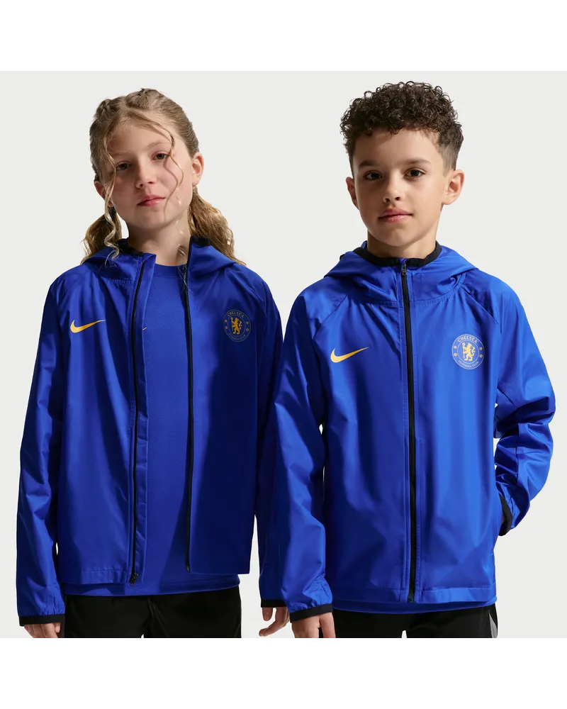 Nike FC Chelsea Academy Pro  Storm-FIT Fußball-Regenjacke mit Kapuze (ältere Kinder) - Blau Blau
