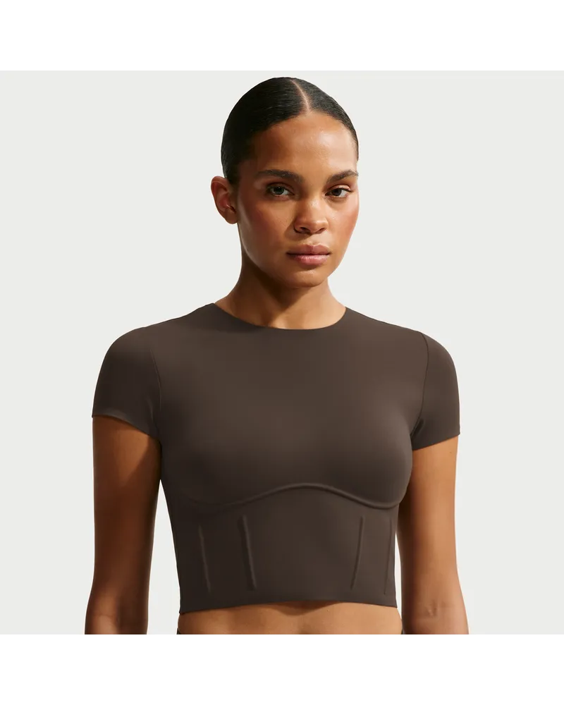 Nike SKIMS Matte Korsett-Crop-Top (Damen) - Braun Braun