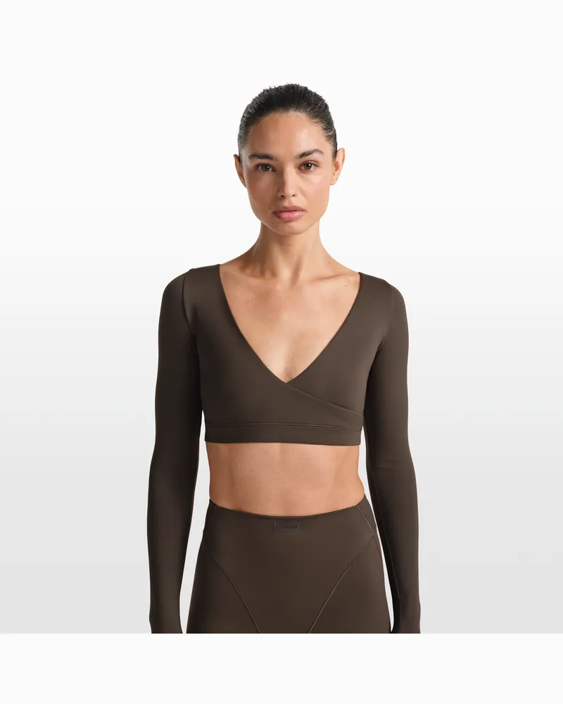 Nike SKIMS Matte Longsleeve-Wickeloberteil (Damen) - Braun Braun