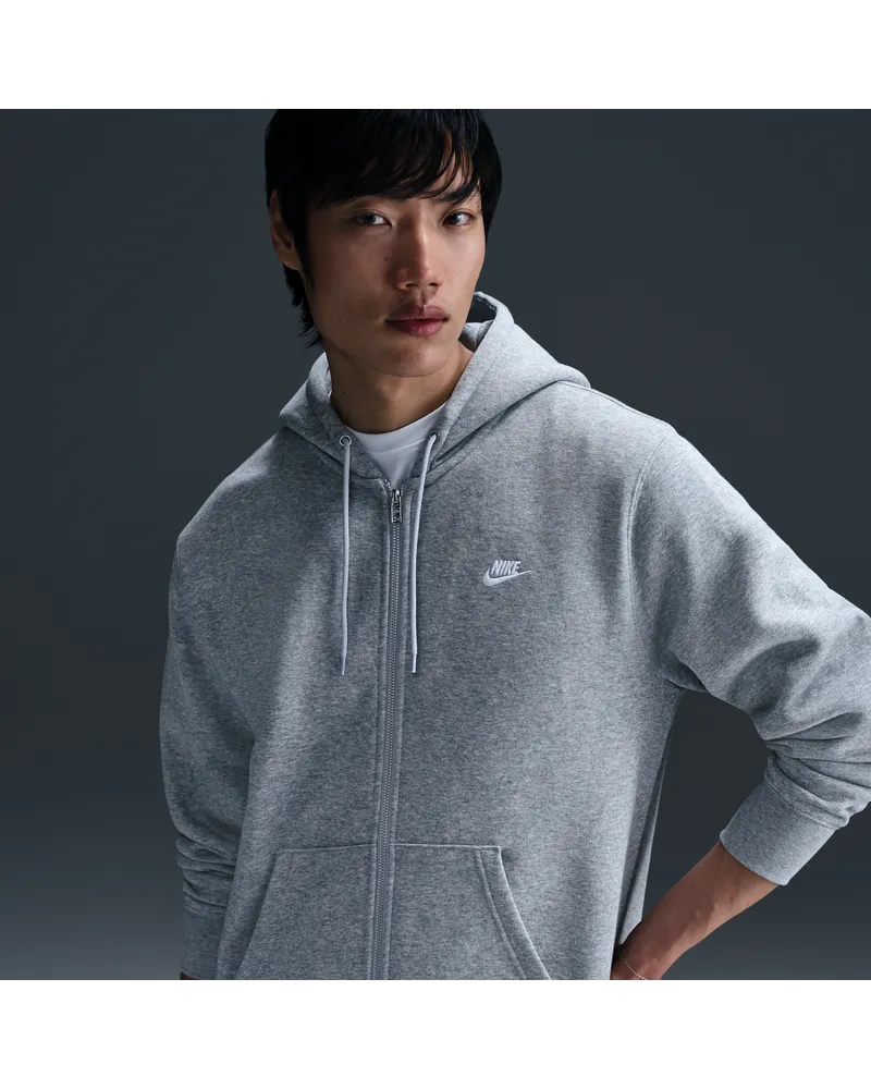 Nike Club Fleece-Hoodie mit durchgehendem Reißverschluss (Herren) - Grau Grau