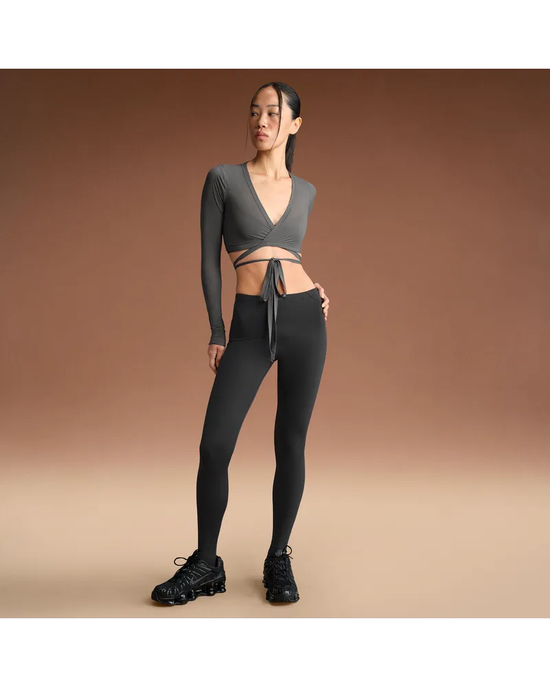 Nike SKIMS Matte Footsie Grip Leggings mit hohem Bund (Damen) - Schwarz Schwarz