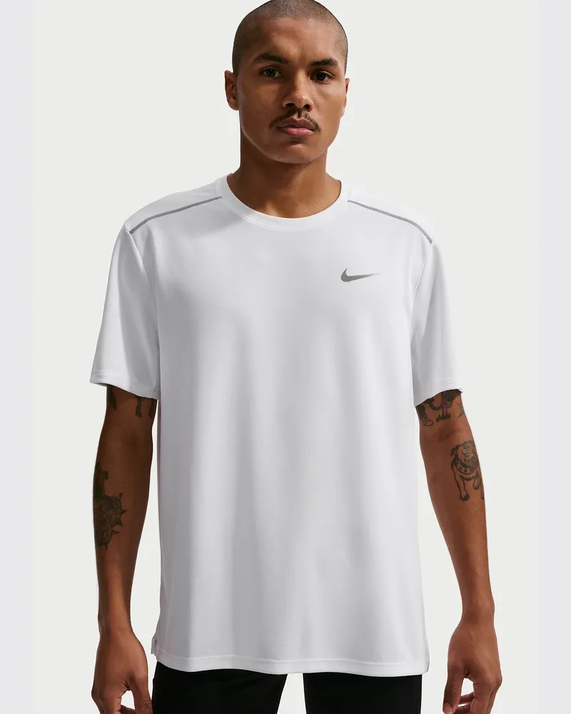 Nike Miler Dri-FIT Kurzarm-Laufoberteil mit UV-Schutz (Herren) - Weiß Weiß