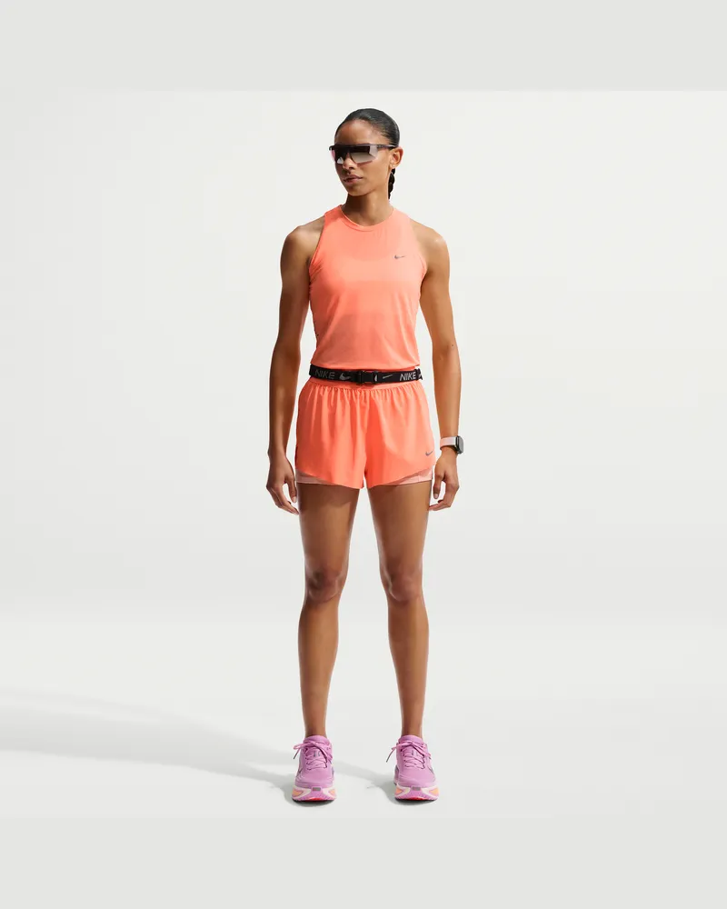 Nike Swft Dri-FIT 2-in-1-Laufshorts mit mittelhohem Bund (Damen) - Orange Orange