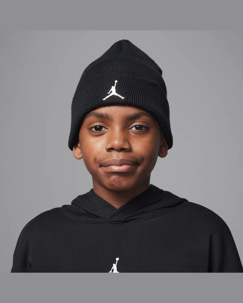 Jordan Beanie mit Bündchen - Schwarz Schwarz