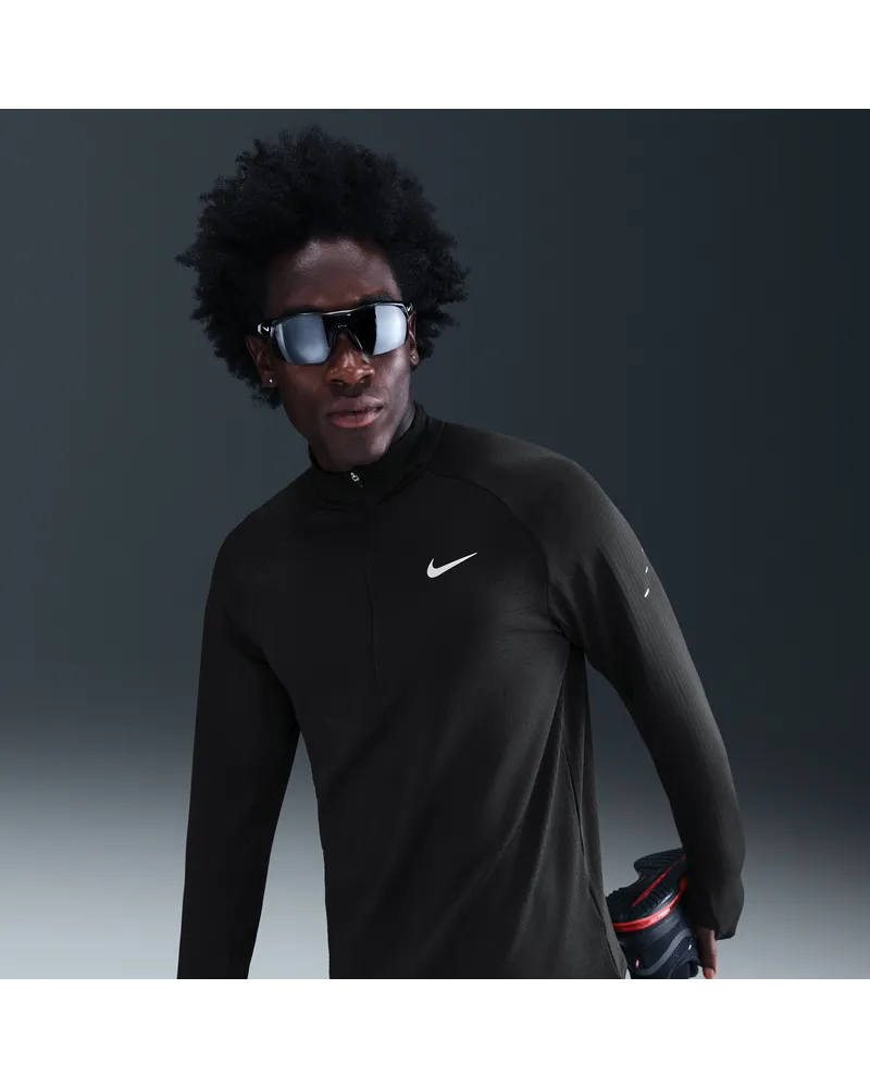 Nike Stride winterfestes Therma-FIT Repel Laufoberteil mit Halbreißverschluss (Herren) - Schwarz Schwarz