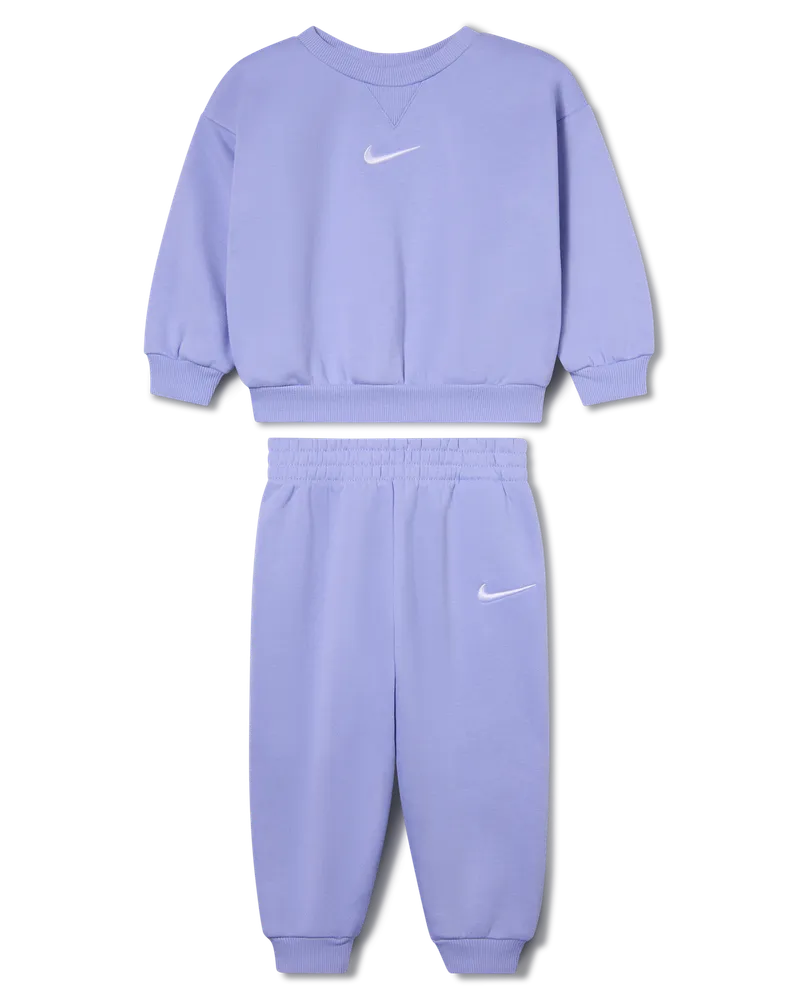 Nike 2-teiliges Essential Fleece-Rundhalsshirt-Set für Babys (12–24 Monate) - Lila Lila