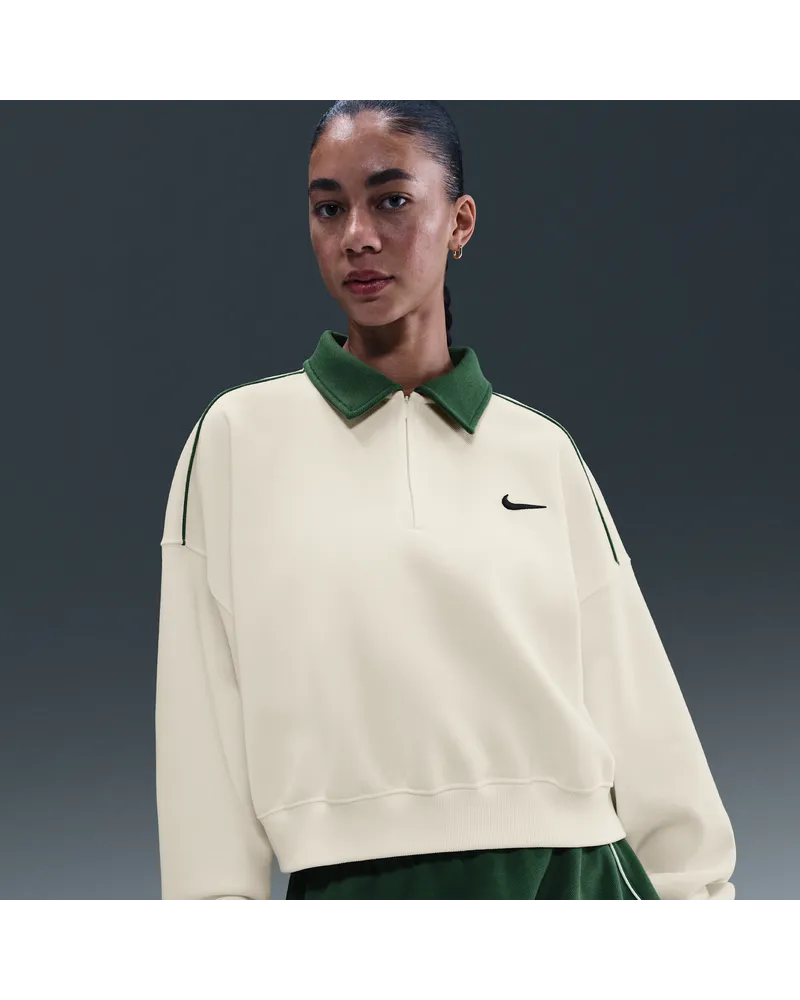 Nike Sweatshirt mit Viertelreißverschluss (Damen) - Weiß Weiß