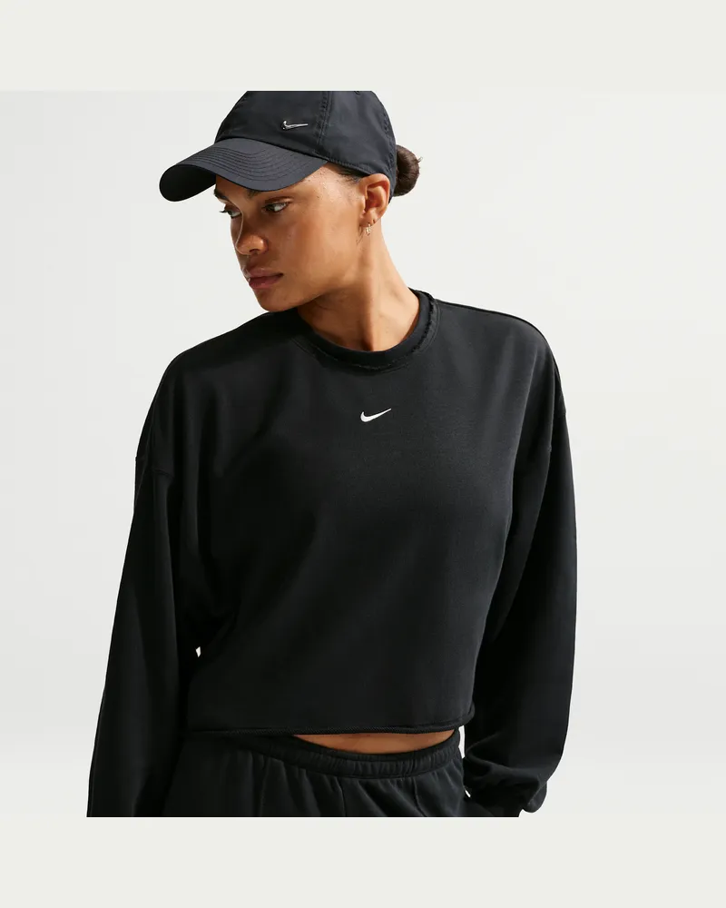 Nike Chill Terry Oversized-Sweatshirt aus French Terry mit Rundhalsausschnitt (Damen) - Schwarz Schwarz