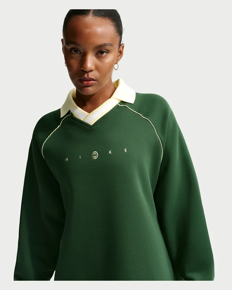 Nike Phoenix Fleece Oversize-Poloshirt mit Grafik (Damen) - Grün Grün