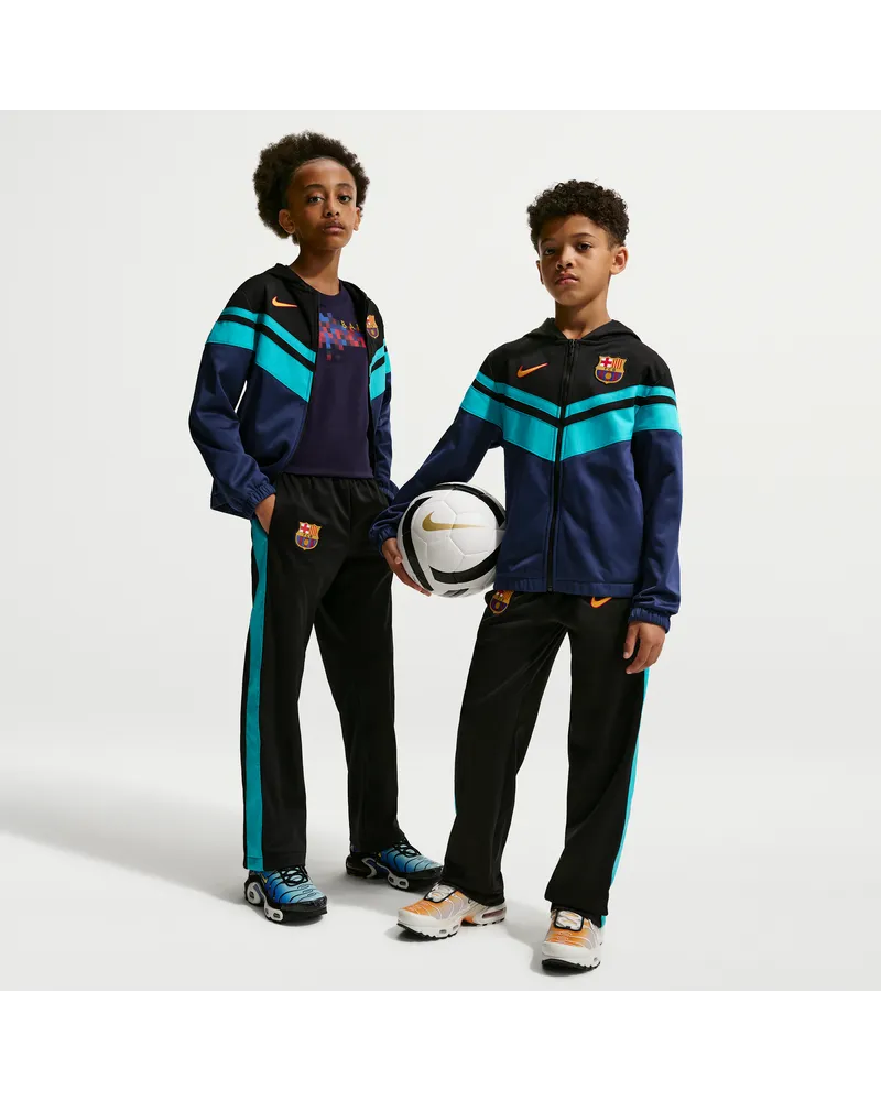 Nike FC Barcelona Third  Dri-FIT Fußball-Trainingsanzug mit Kapuze (ältere Kinder) - Schwarz Schwarz