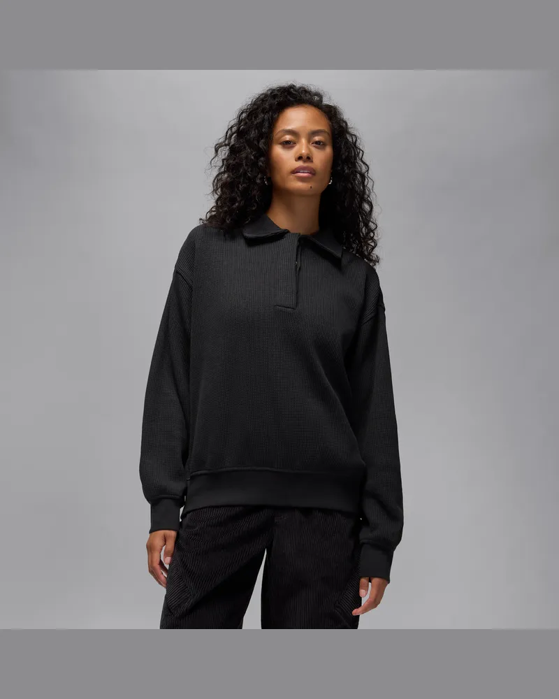 Jordan Flight Langarmoberteil mit Waffelprofil für Damen - Schwarz Schwarz