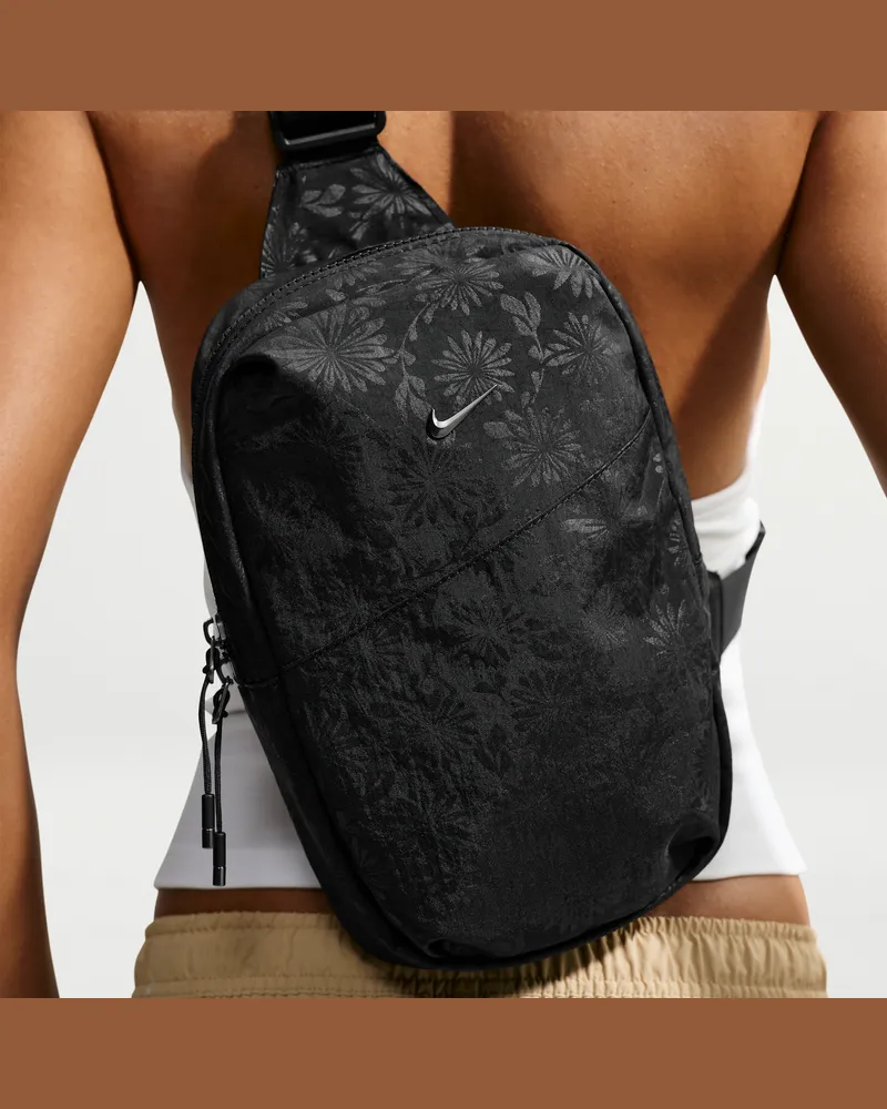 Nike Aura Crossbody-Tasche mit Blumenmuster (5 l) - Schwarz Schwarz