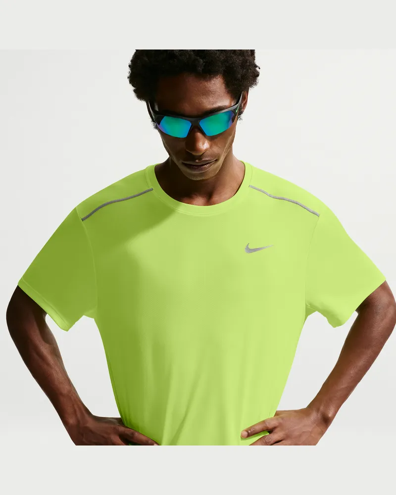 Nike Miler Dri-FIT Kurzarm-Laufoberteil mit UV-Schutz (Herren) - Gelb Gelb