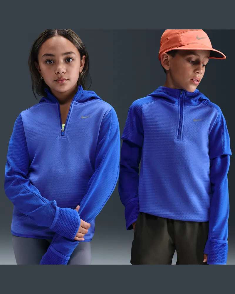 Nike Therma-FIT-Oberteil mit Viertelreißverschluss (ältere Kinder) - Blau Blau