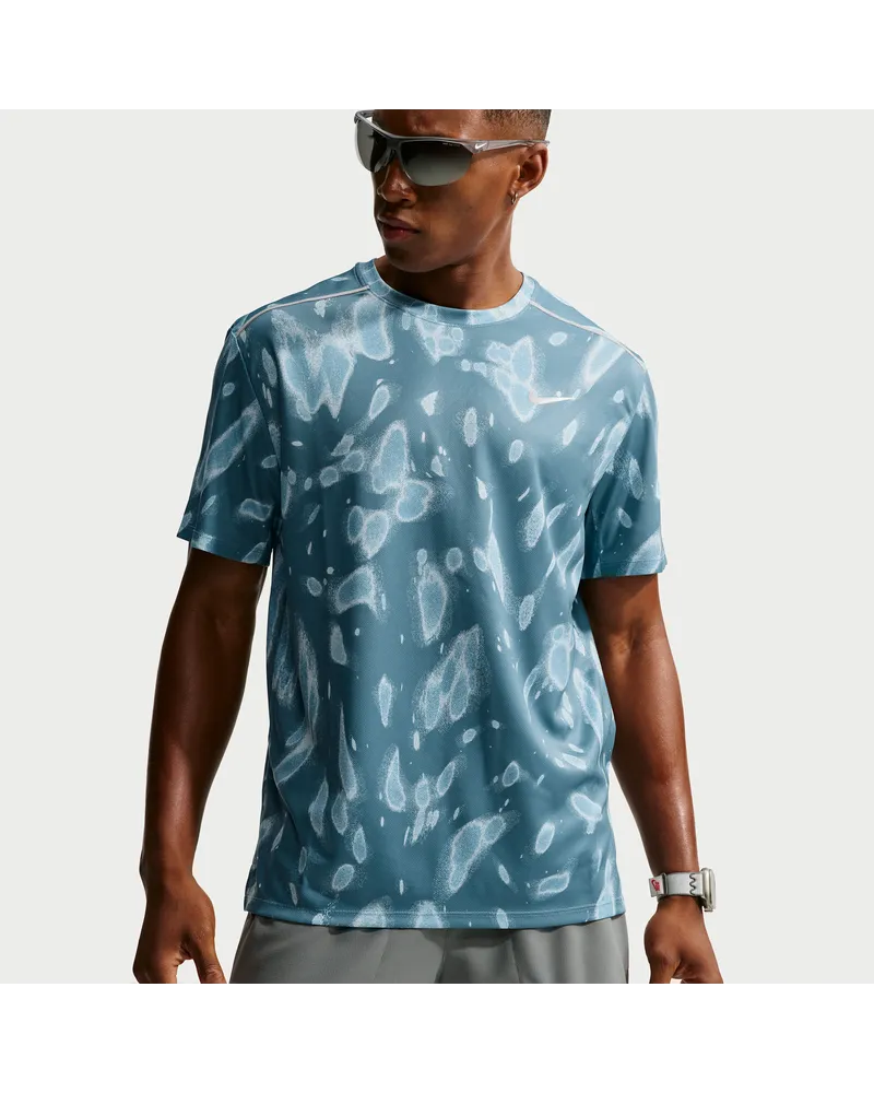 Nike Miler Dri-FIT Kurzarm-Laufoberteil mit UV-Schutz (Herren) - Blau Blau