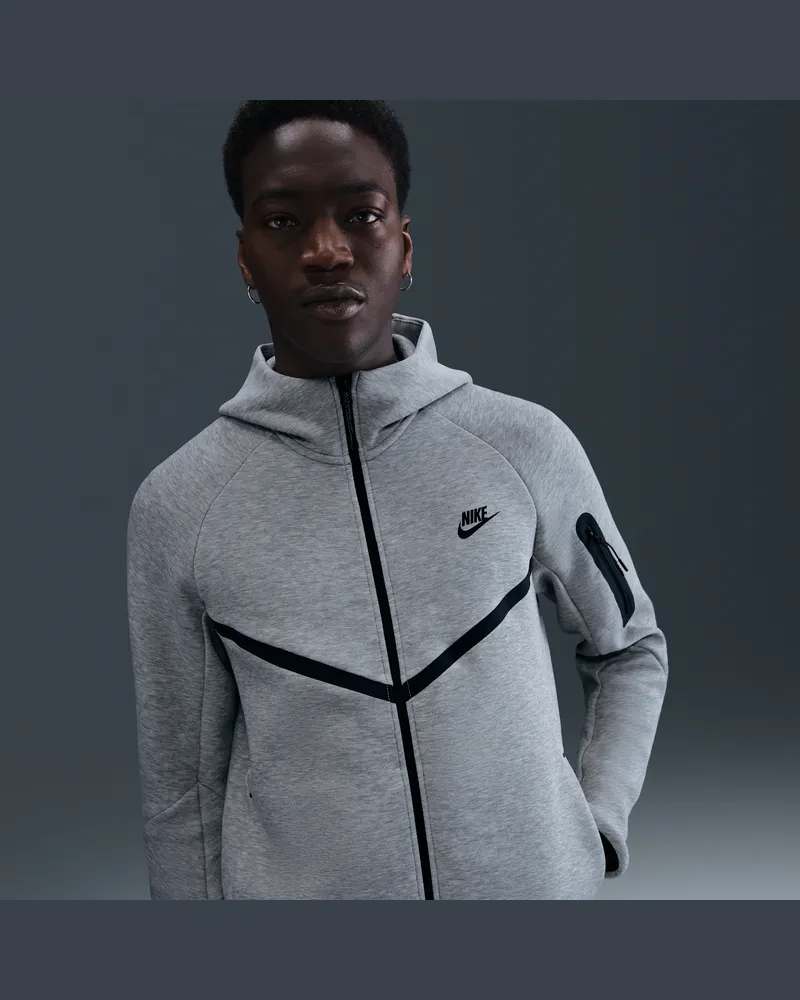 Nike Tech Windrunner-Jacke aus Fleece mit durchgehendem Reißverschluss (Herren) - Grau Grau