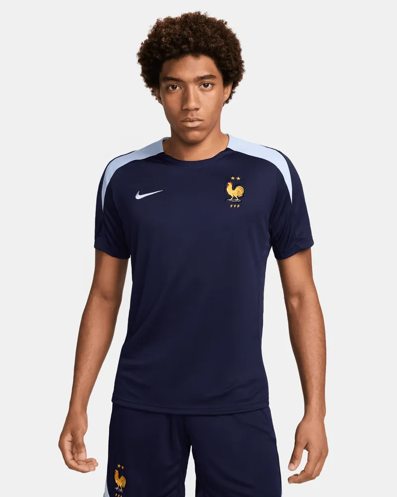 Nike FFF Strike Dri-FIT Kurzarm-Fußballoberteil aus Strickmaterial für Herren - Blau