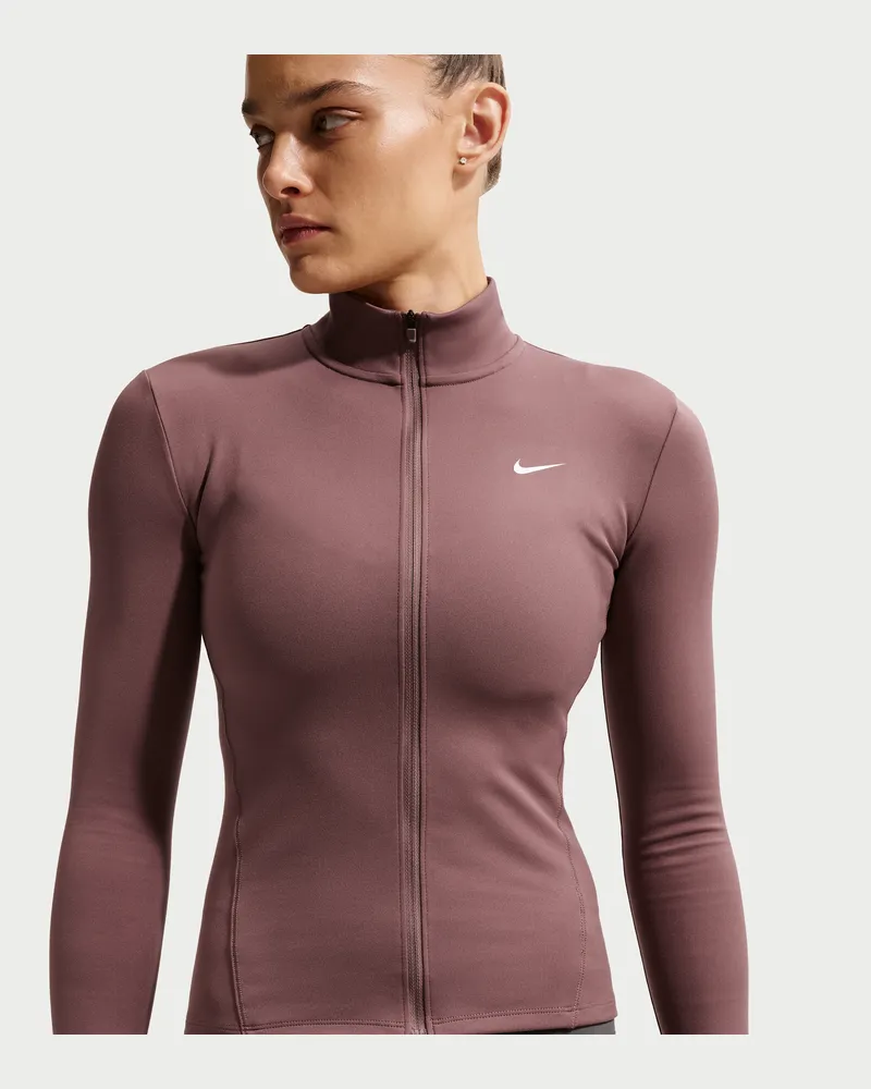 Nike One Fitted Dri-FIT-Jacke mit durchgehendem Reißverschluss für Damen - Lila Lila