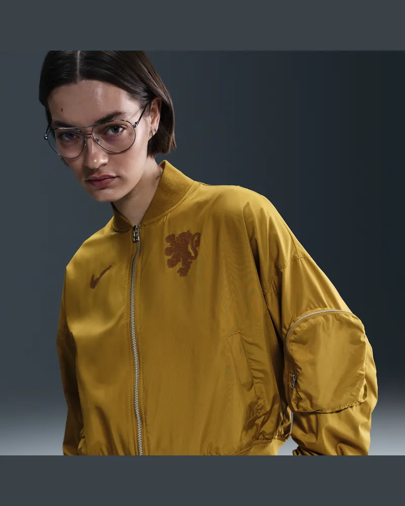 Nike Niederlande Essential  Football Oversize-Bomberjacke (Damen) - Braun Braun