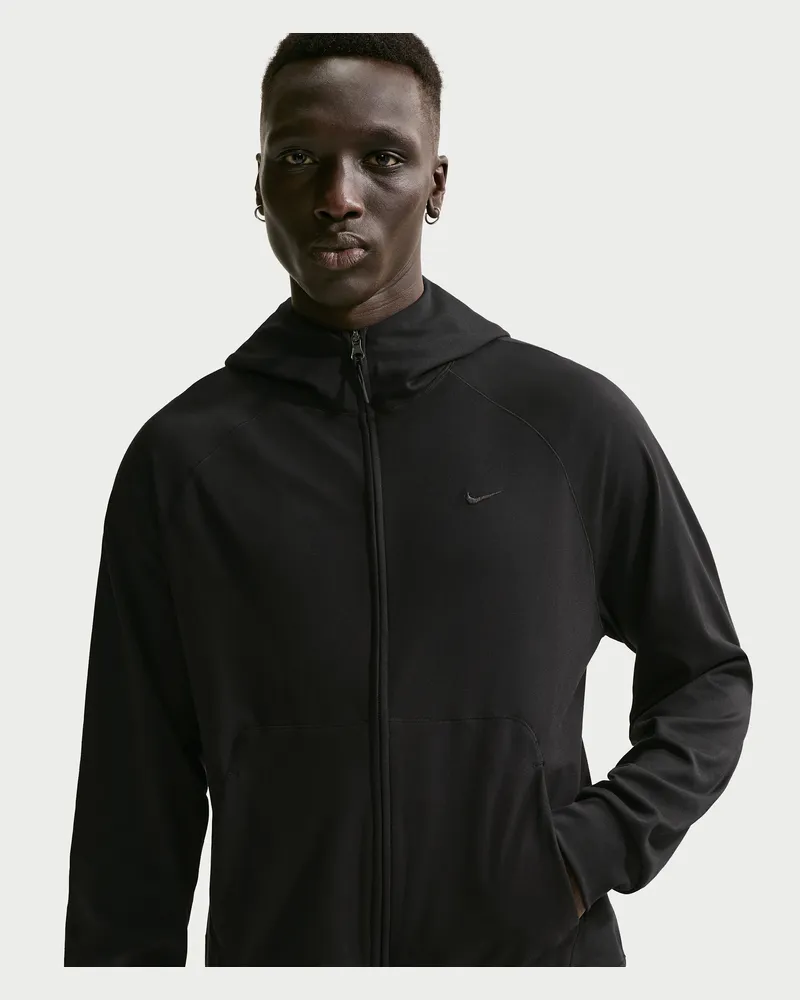 Nike Primary NanoKnit Performance-Kapuzenjacke mit Dri-FIT-Technologie und UV-Schutz für Herren - Schwarz Schwarz