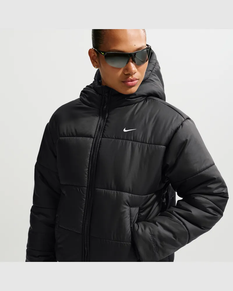 Nike Classic Puffer lockere Therma-FIT Jacke mit Kapuze für Damen - Schwarz Schwarz