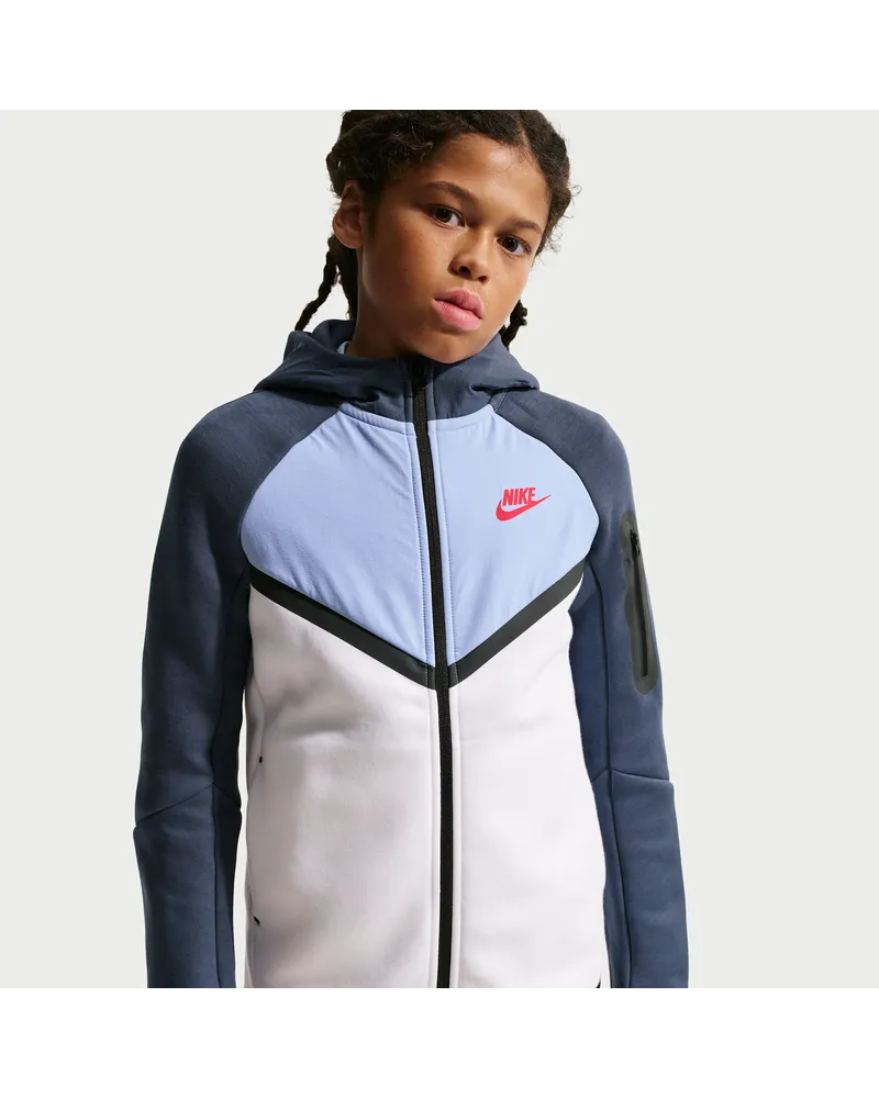 Nike Tech Fleece Hoodie mit durchgehendem Reißverschluss für ältere Kinder - Weiß Weiß
