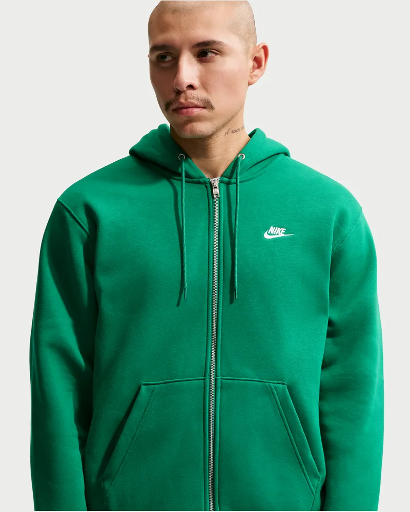 Nike Club Fleece-Hoodie mit durchgehendem Reißverschluss (Herren) - Grün Grün
