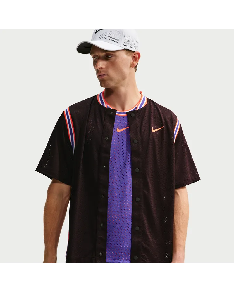 Nike Court Slam Dri-FIT Tennisoberteil mit Knopfleiste (Herren) - Rot Rot