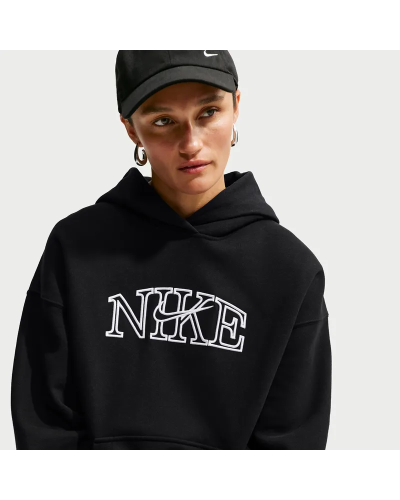 Nike Studio Fleece Medium Weight "Graphic Pack" Oversize-Hoodie mit Logo (Damen) - Schwarz Schwarz