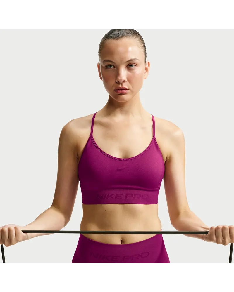 Nike Pro Seamless Sport-BH mit Polster und leichtem Halt - Rot Rot